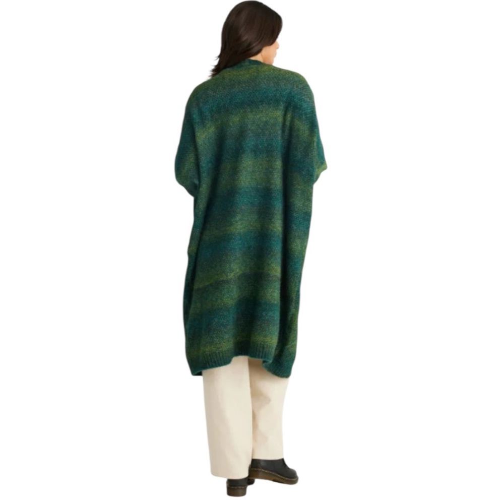 Talisman Green Ombre Long Cardigan Open Front Oversized One Size NWT - Picture 3 of 12